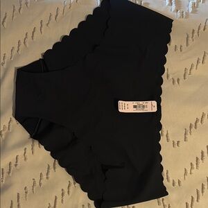 Black Scalloped Edge Shorts